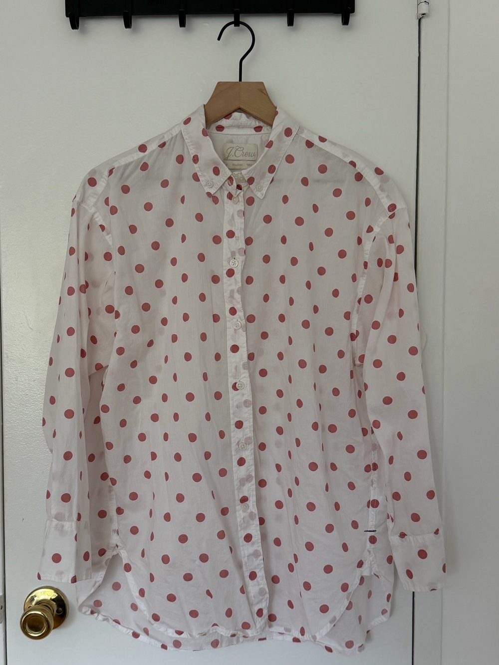 J. Crew Relaxed Cotton Polka Dot Shirt 10